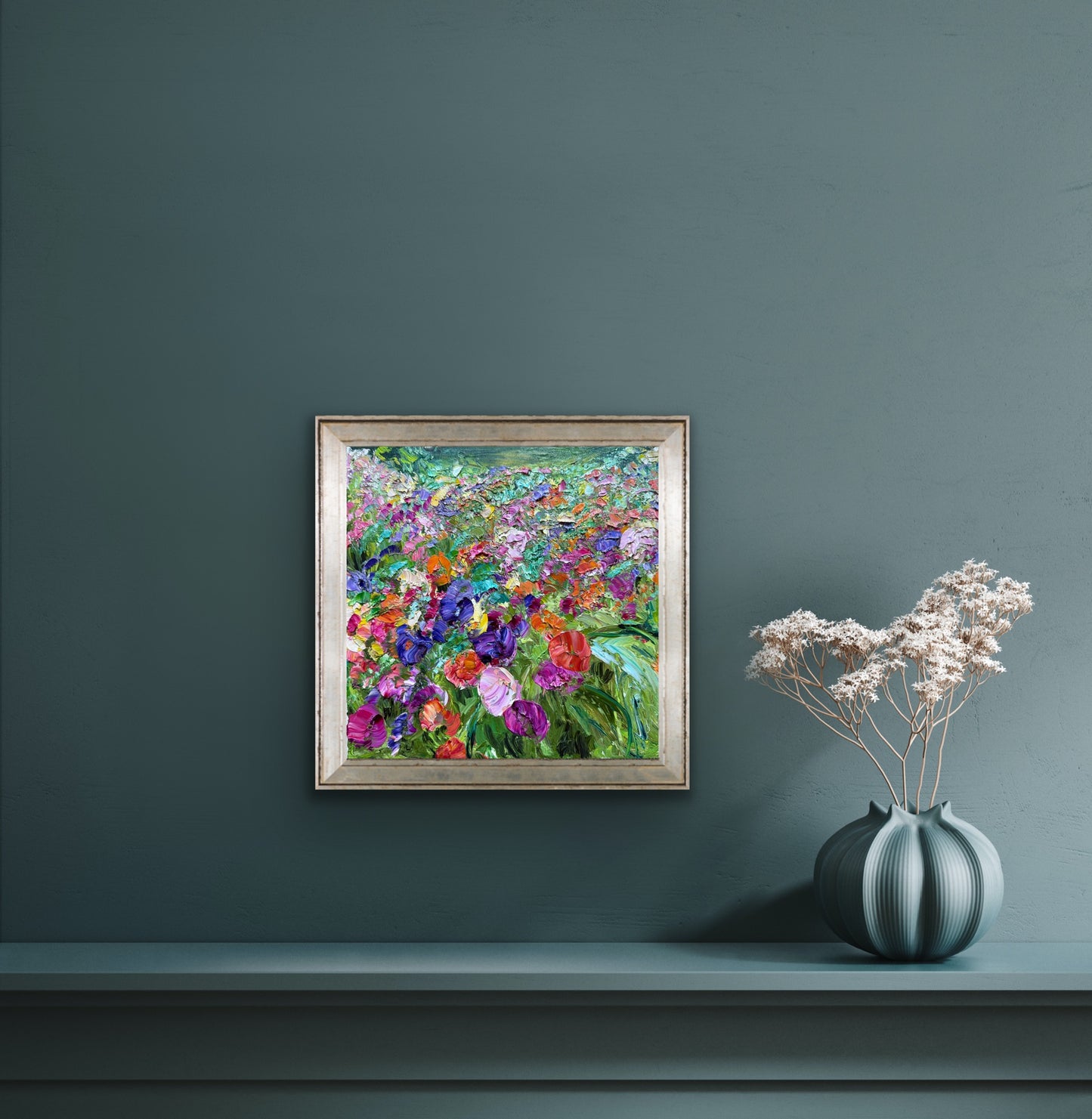 FLOWERS IN THE WIND, OIL, 12" x 12"