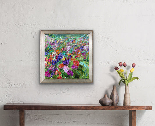 FLOWERS IN THE WIND, OIL, 12" x 12"