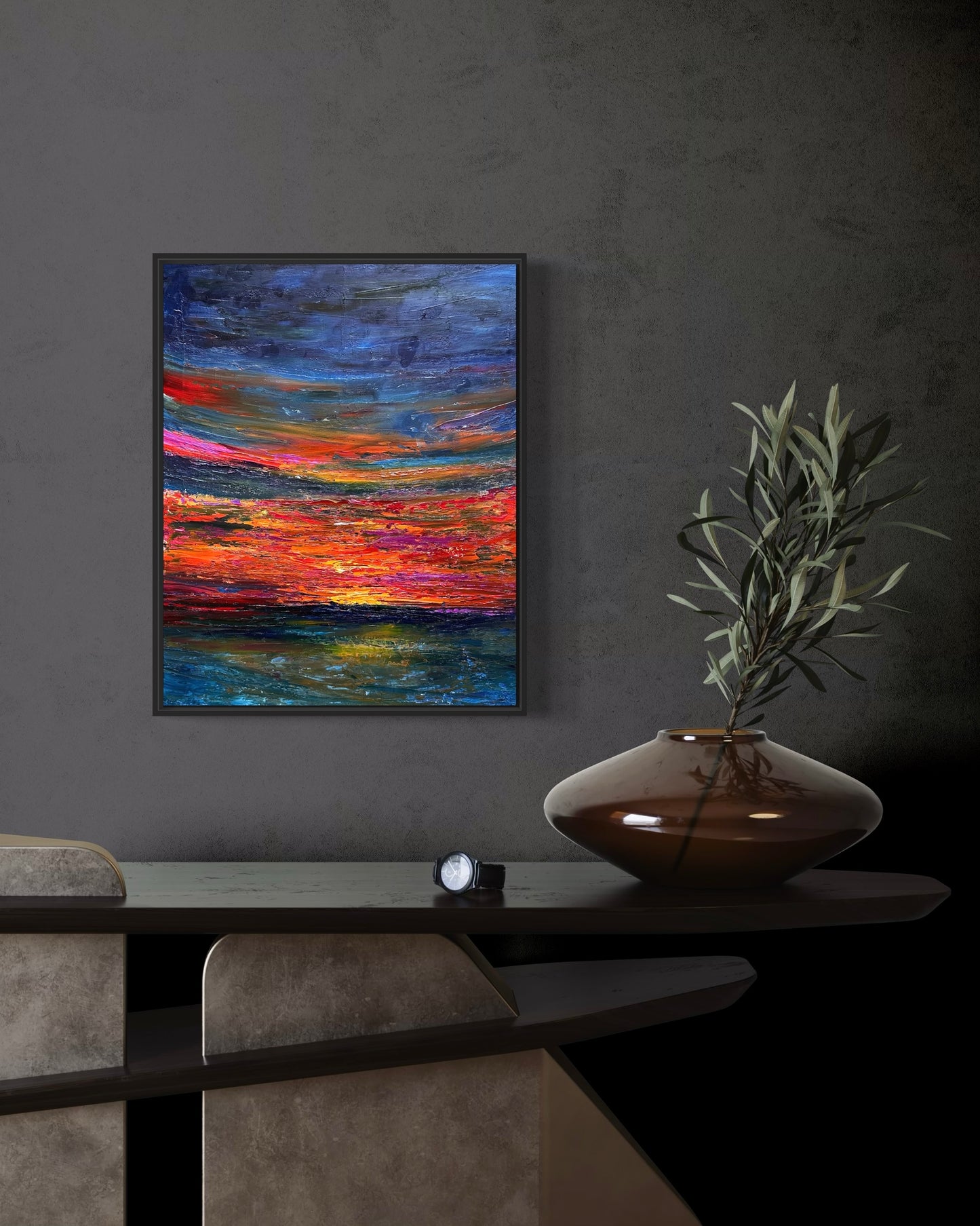 Fiery Sunset, OIL, 20" x 16"