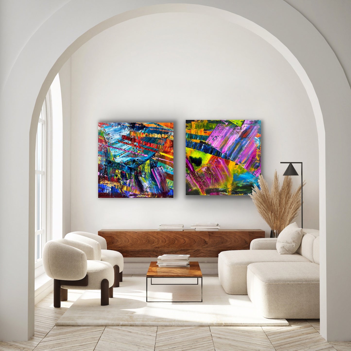 Its's Wild!, Oil, 36" x 36" and Czardas, Oil, 36" x 36", Together