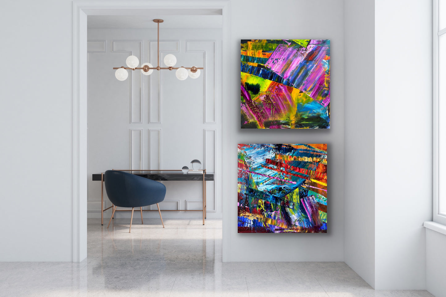 Its's Wild!, Oil, 36" x 36" and Czardas, Oil, 36" x 36", Together