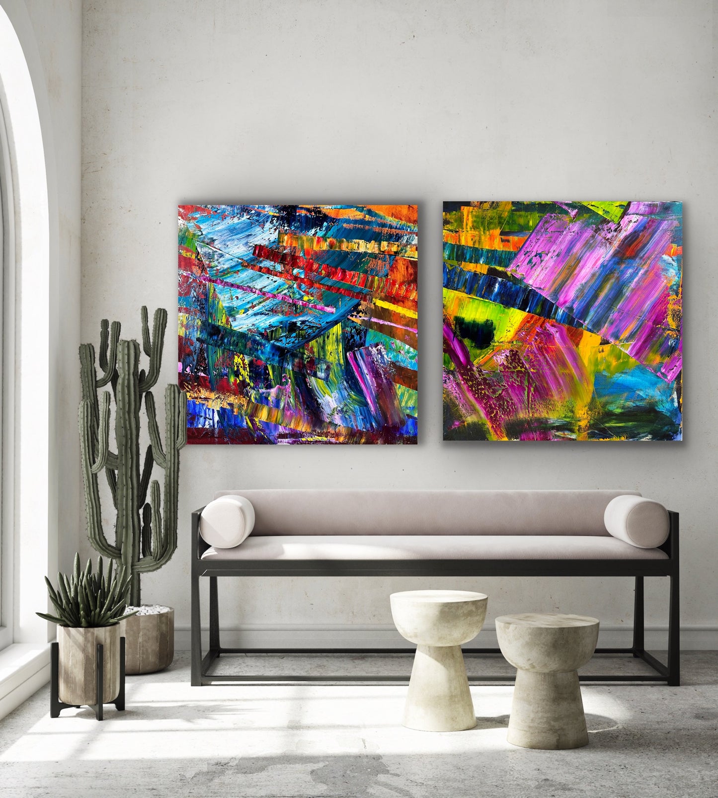 Its's Wild!, Oil, 36" x 36" and Czardas, Oil, 36" x 36", Together