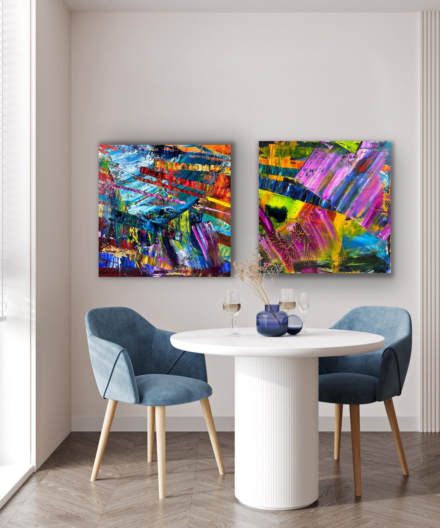 Its's Wild!, Oil, 36" x 36" and Czardas, Oil, 36" x 36", Together