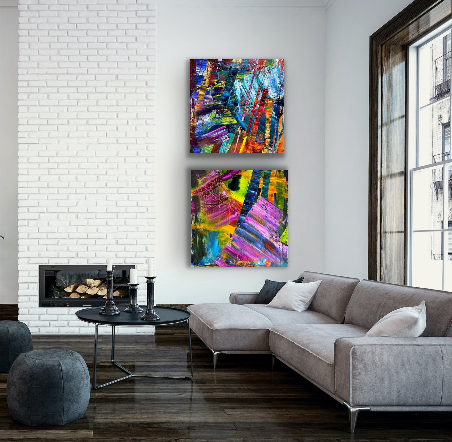 Its's Wild!, Oil, 36" x 36" and Czardas, Oil, 36" x 36", Together