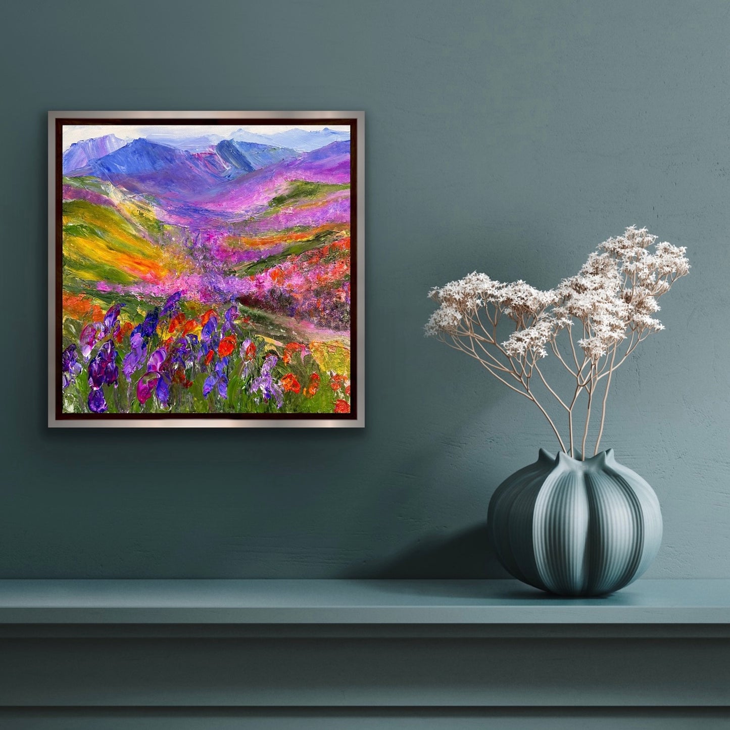 Purple Range, ACRYLIC, 12" x 12 Featured in the SHEIN/MOTF Maria-Victoria Checa 2024 Summer Collection.