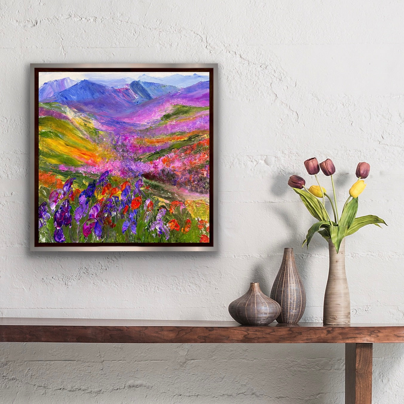 Purple Range, ACRYLIC, 12" x 12 Featured in the SHEIN/MOTF Maria-Victoria Checa 2024 Summer Collection.