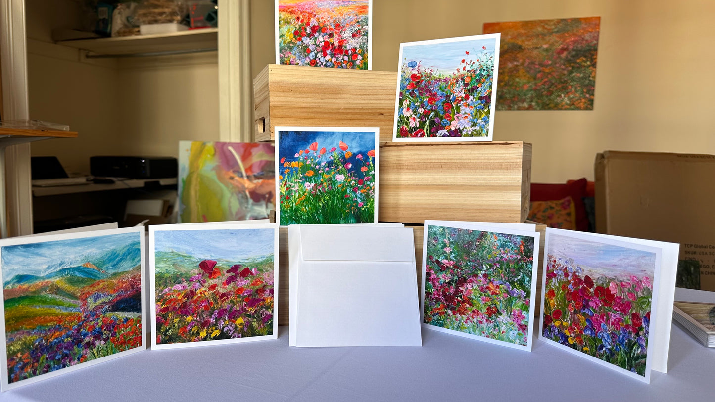 BOX SET 5: Seven Different Floral 5 x 5 Greeting Cards