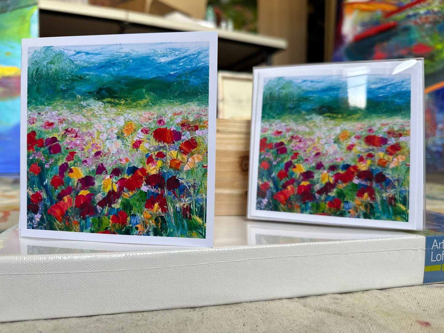 BOX SET 7: Seven Lively Poppies 5 x 5 Greeting Cards
