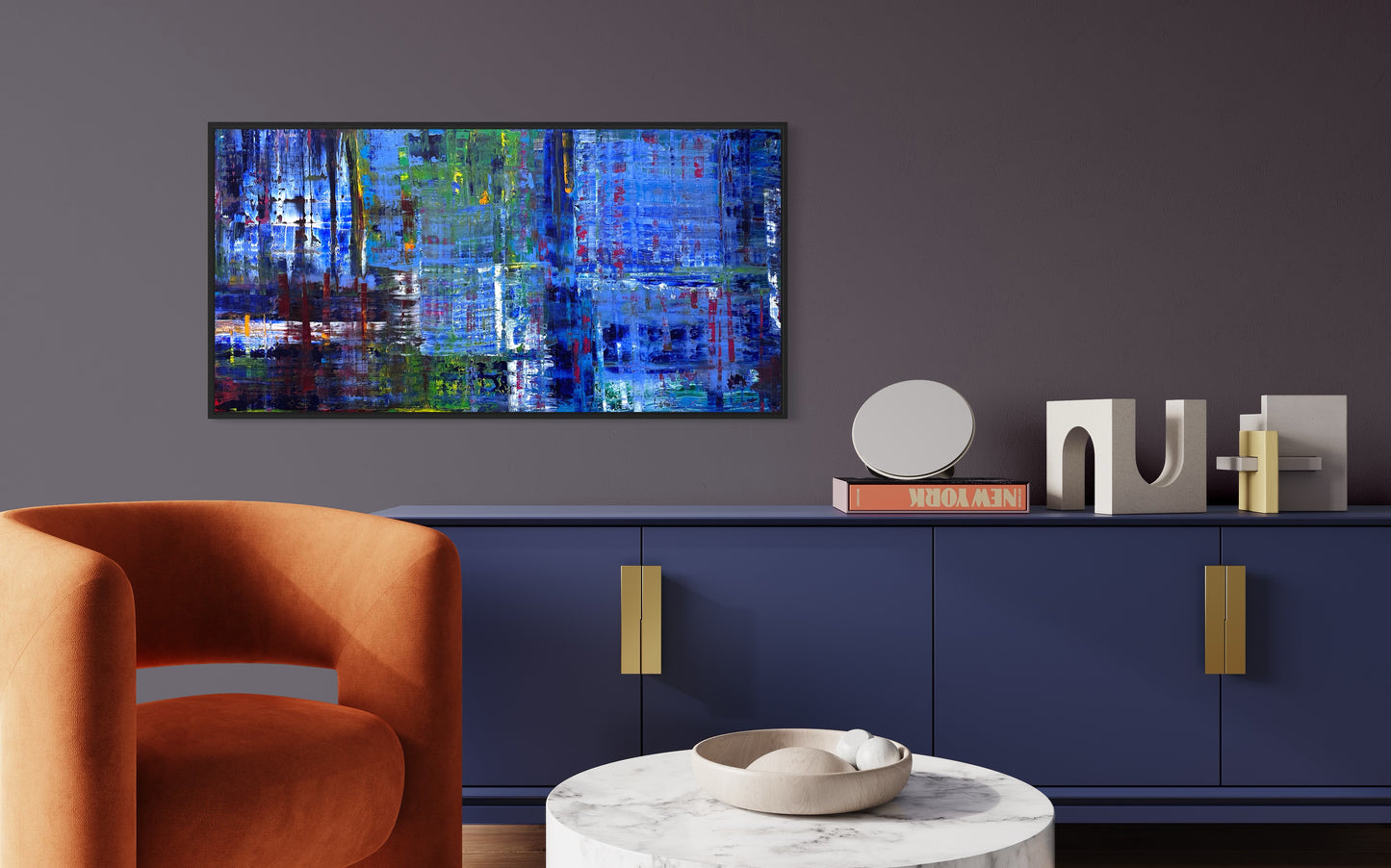 Bleu, OIL, 24" x 48"