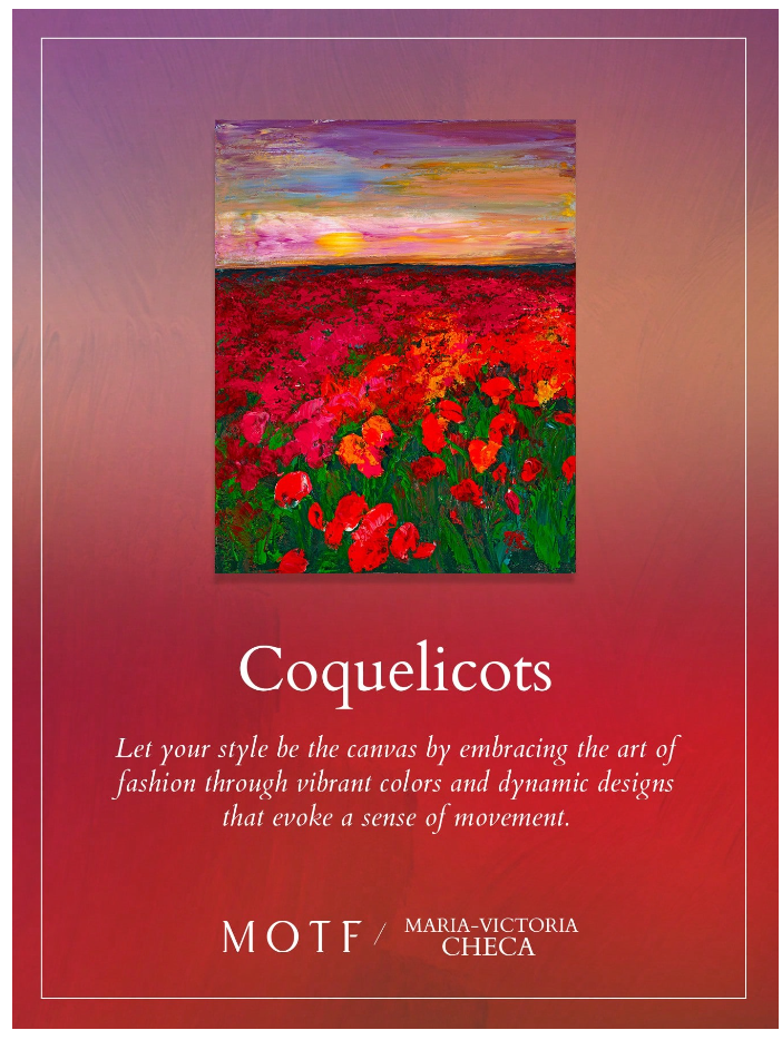 Coquelicots, ACRYLIC, 20" x 16"Featured in the SHEIN/MOTF Maria-Victoria Checa 2024 Summer Collection.