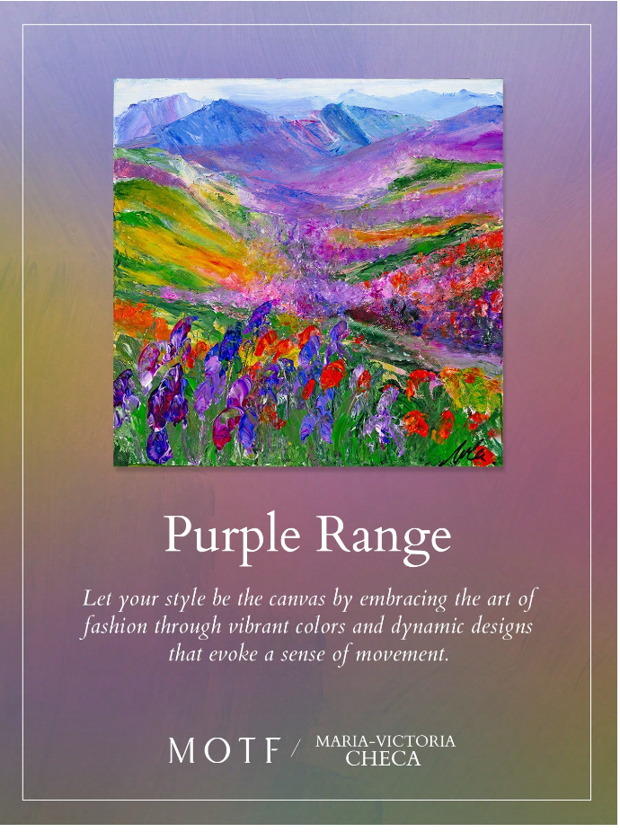Purple Range, ACRYLIC, 12" x 12 Featured in the SHEIN/MOTF Maria-Victoria Checa 2024 Summer Collection.