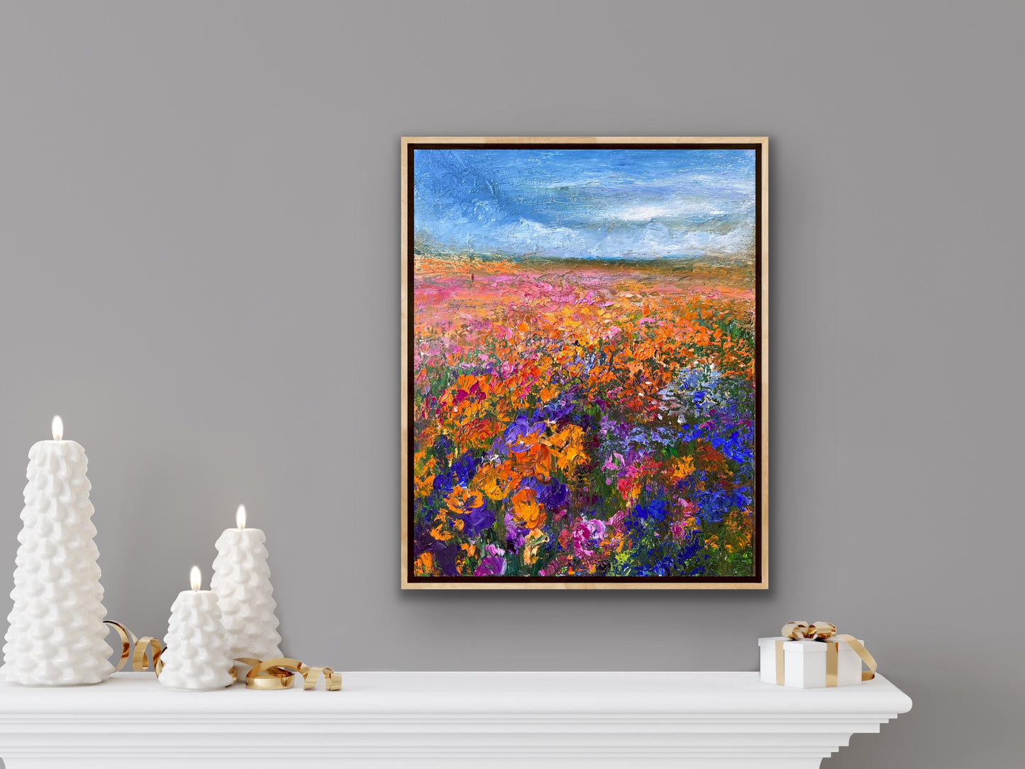 Rainy Flower Field, Oil, 20" x 16"