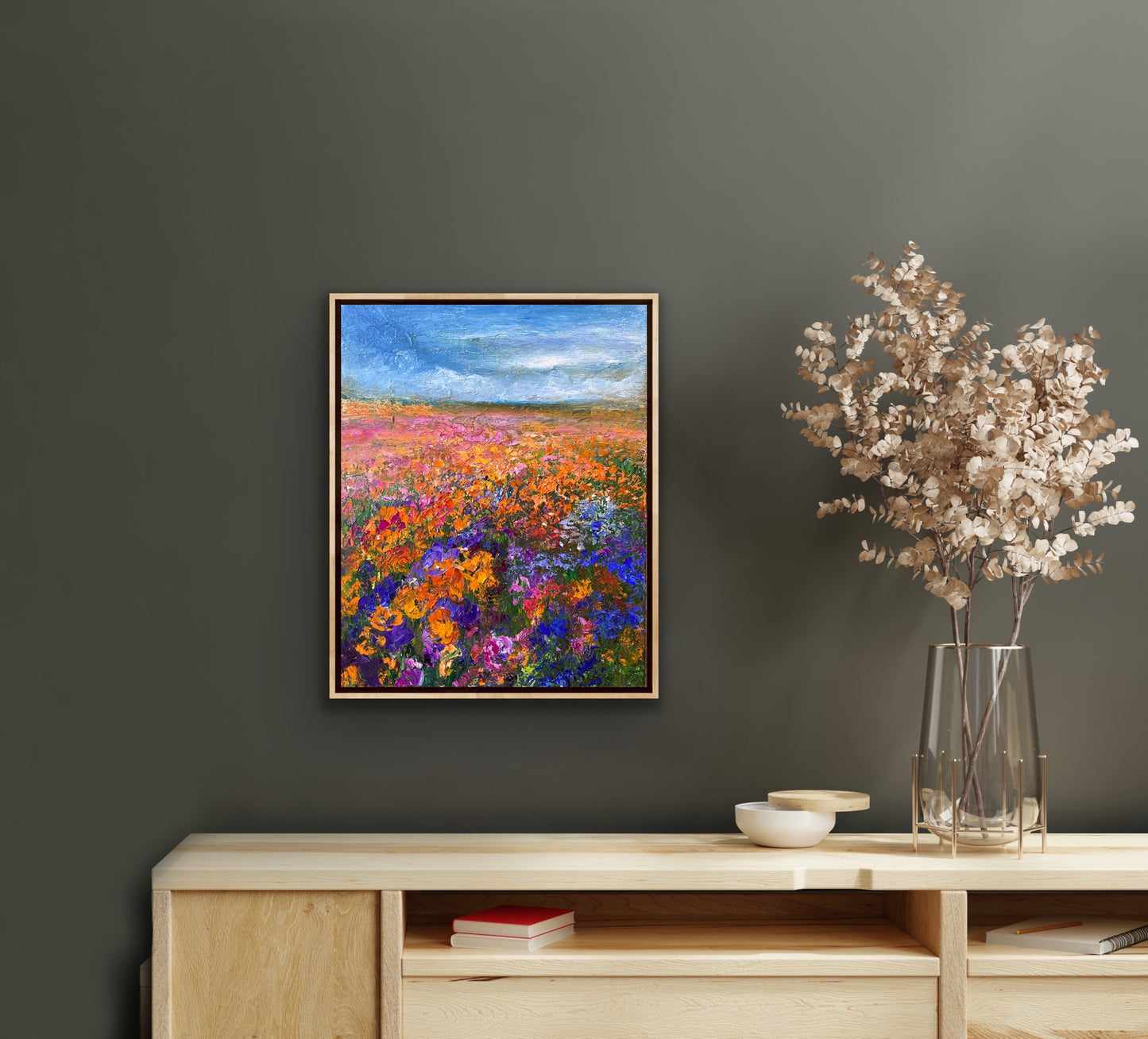 Rainy Flower Field, Oil, 20" x 16"