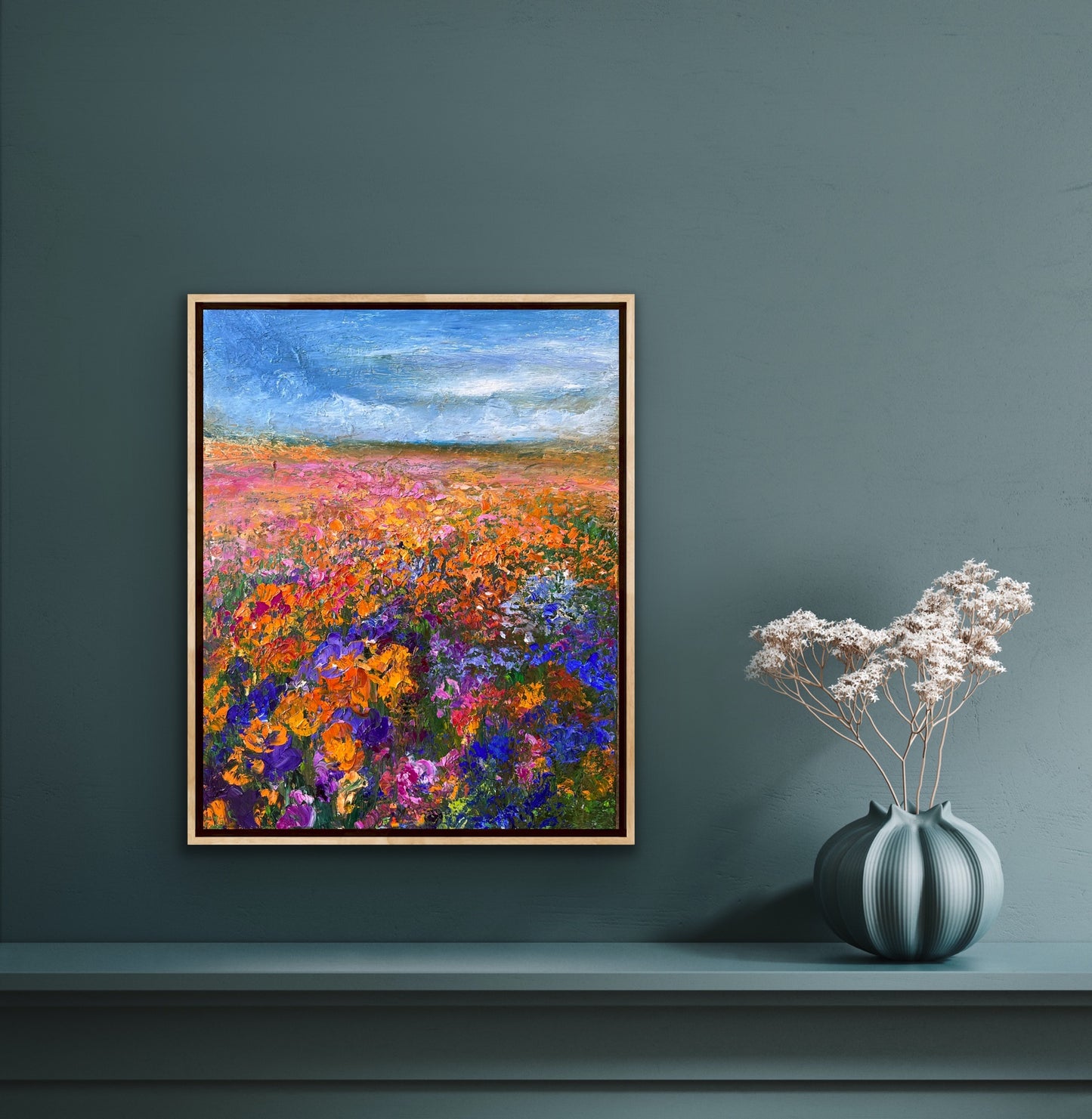 Rainy Flower Field, Oil, 20" x 16"