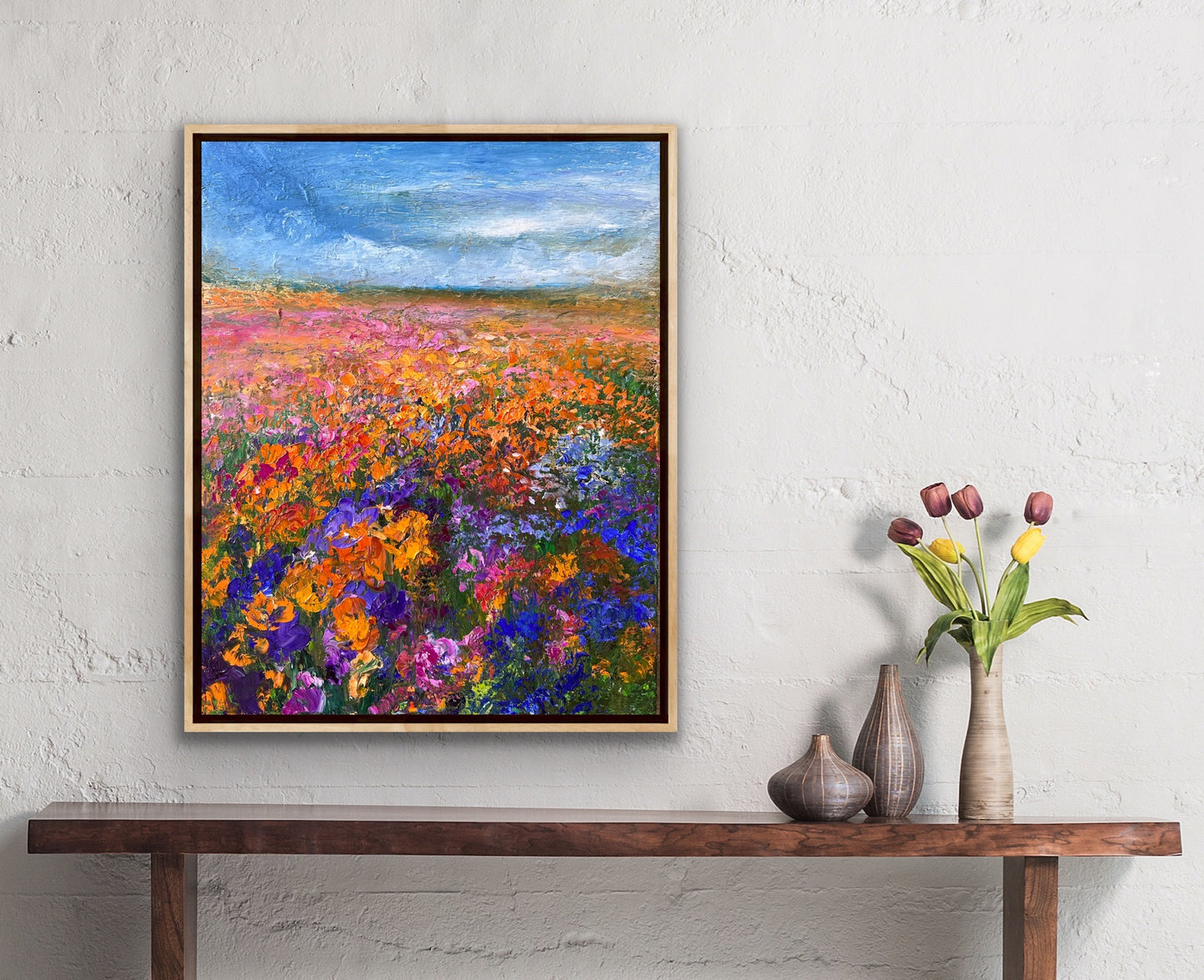 Rainy Flower Field, Oil, 20" x 16"