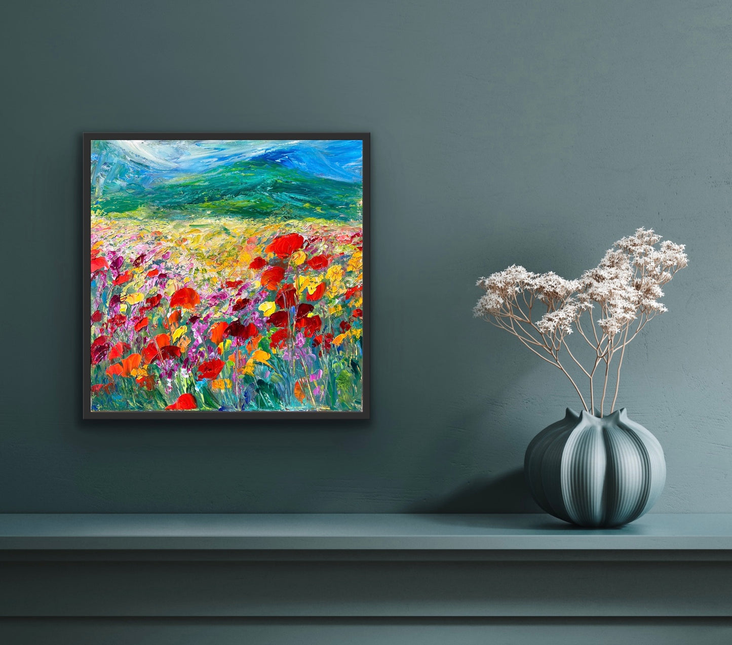 Lively Poppies II, OIL, 14" x 14"