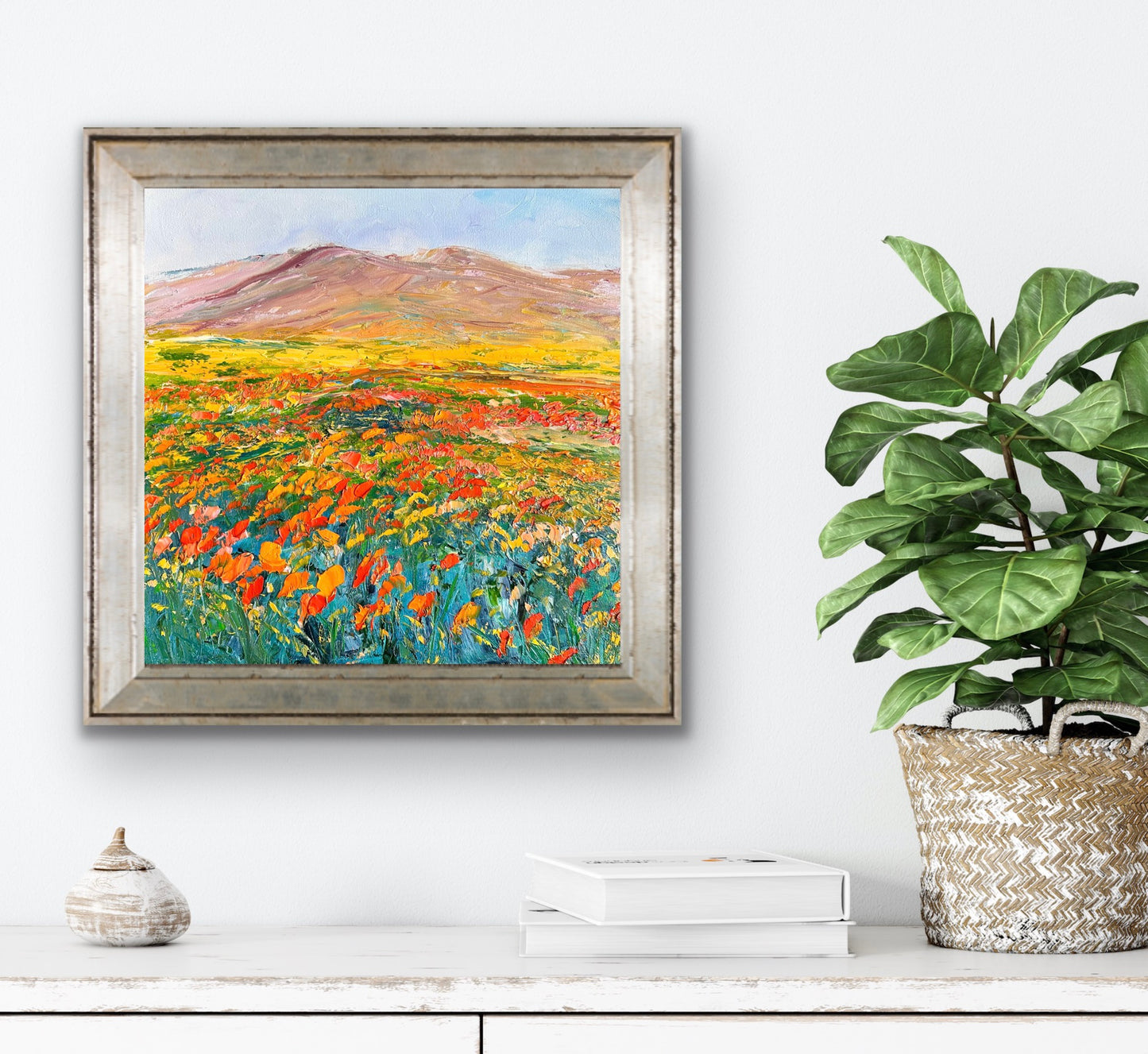 California Flower Field, OIL, 14" x 14"