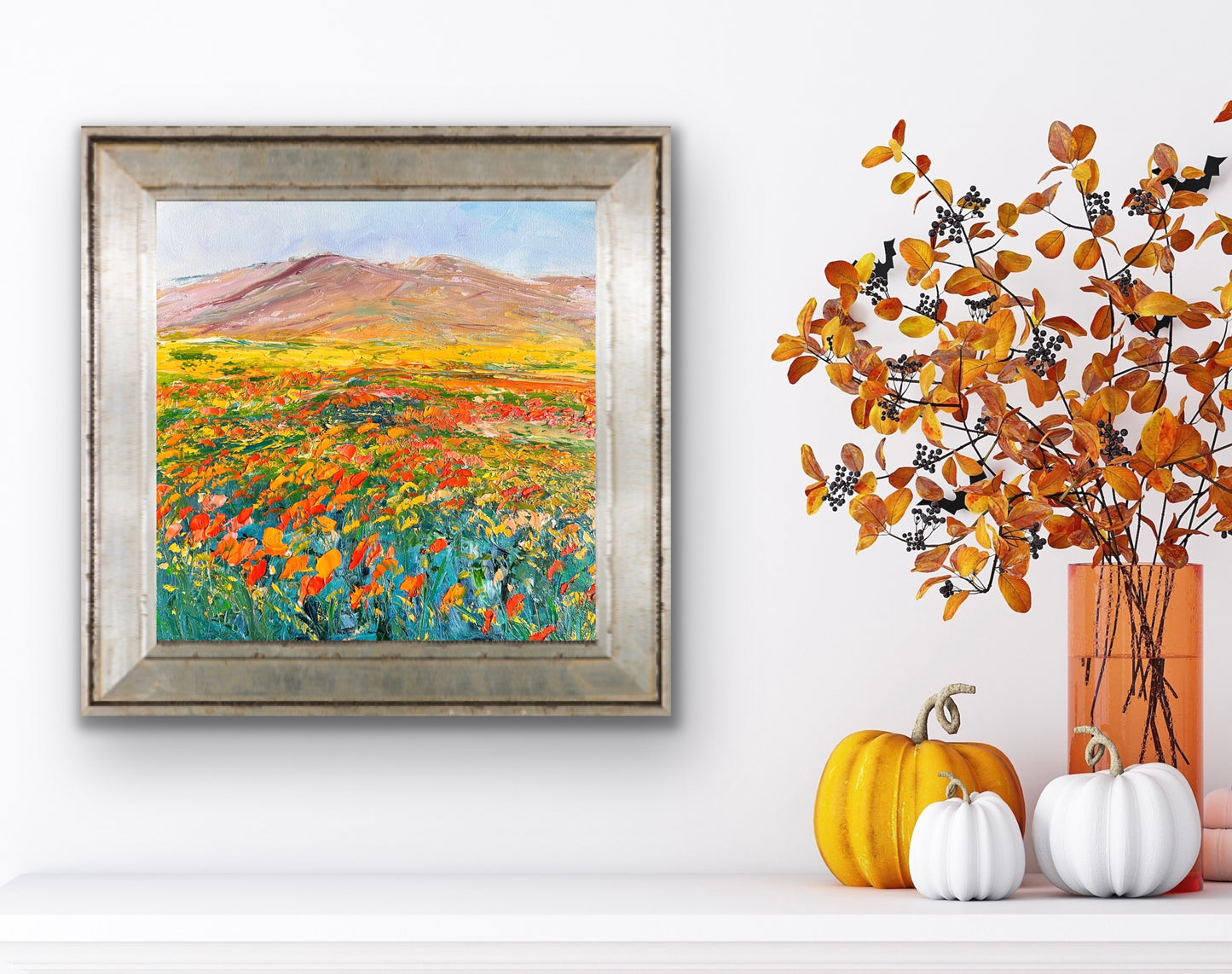 California Flower Field, OIL, 14" x 14"
