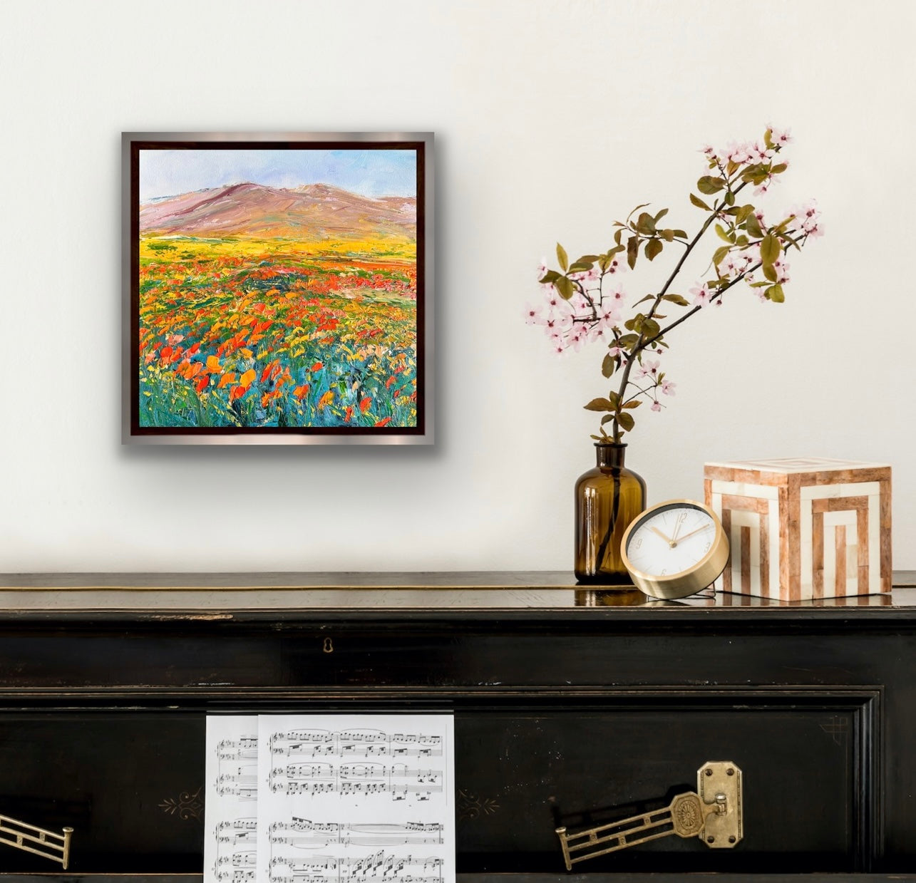 California Flower Field, OIL, 14" x 14"