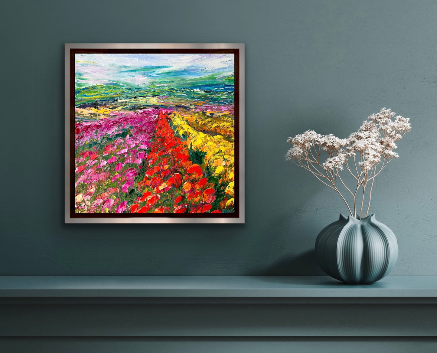 Flowers in Perspective, Oil, 14" x 14"