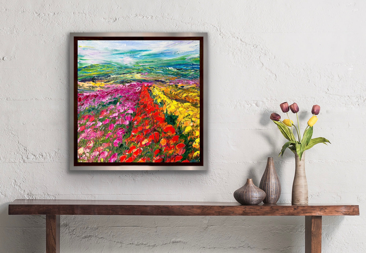 Flowers in Perspective, Oil, 14" x 14"