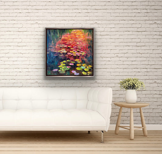 Water Lilies On Fire, OIL, 30" x 30"