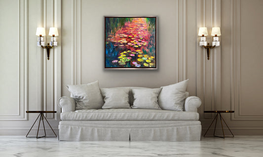 Water Lilies On Fire, OIL, 30" x 30"