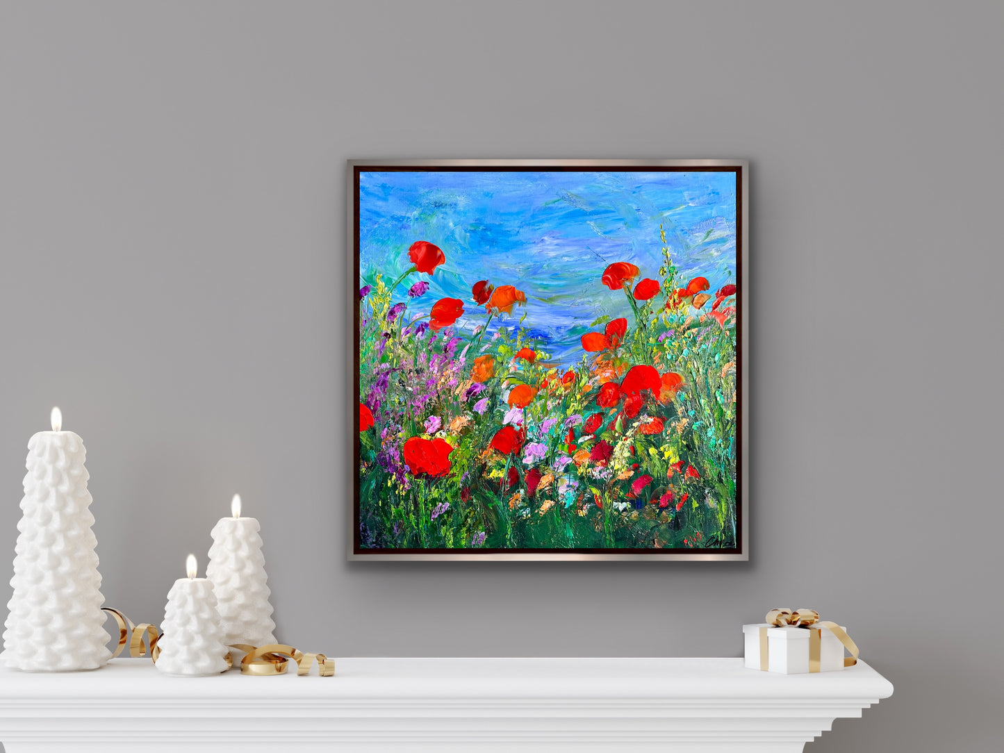 Orange Poppies, OIL, 18" x 18"