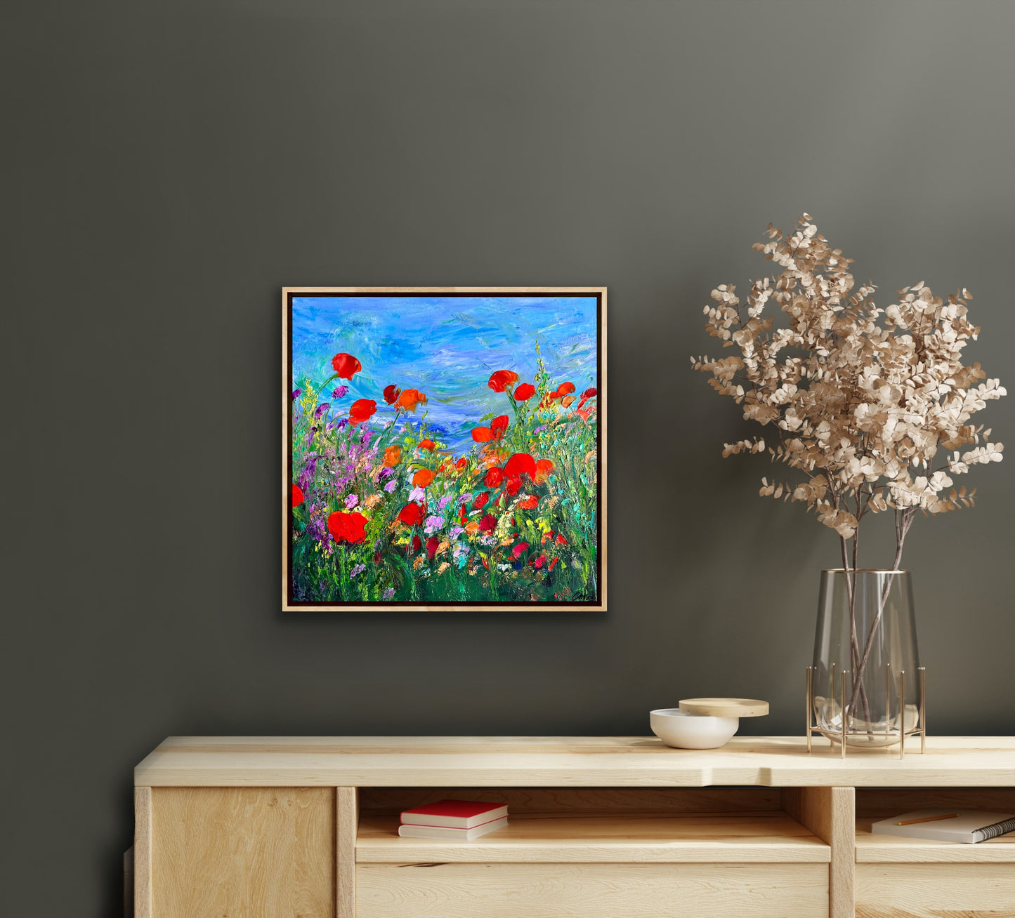 Orange Poppies, OIL, 18" x 18"