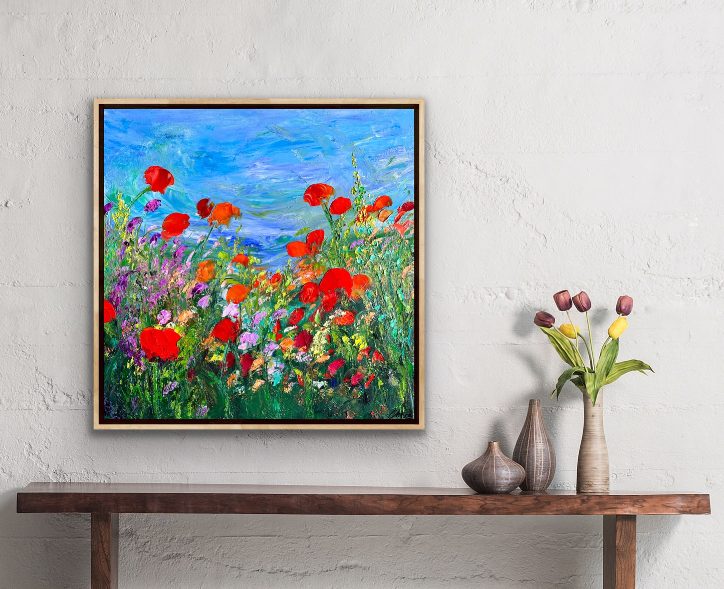 Orange Poppies, OIL, 18" x 18"