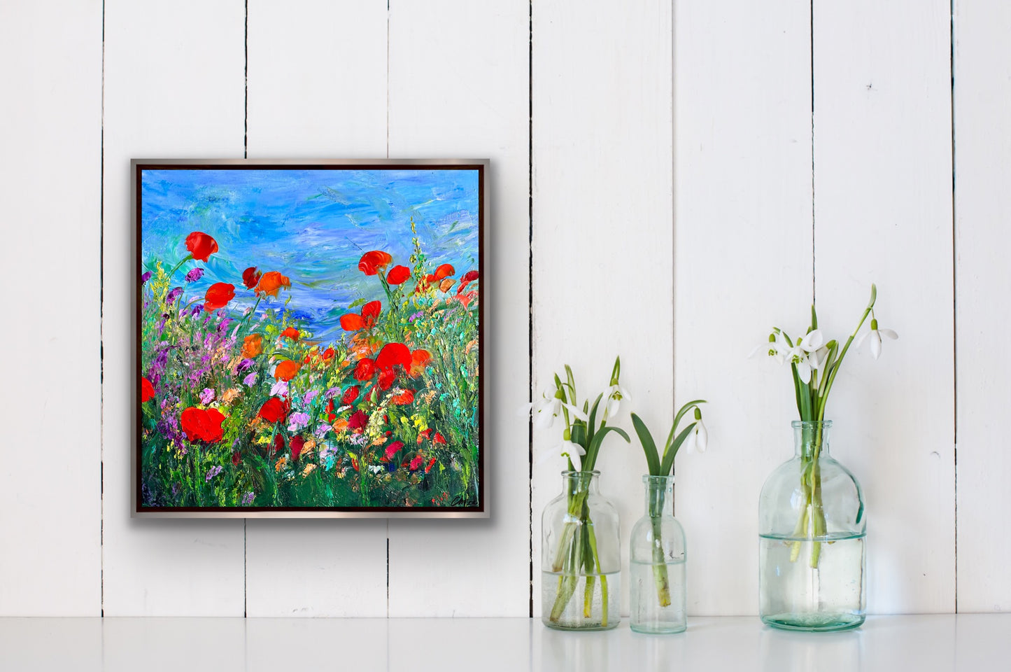 Orange Poppies, OIL, 18" x 18"