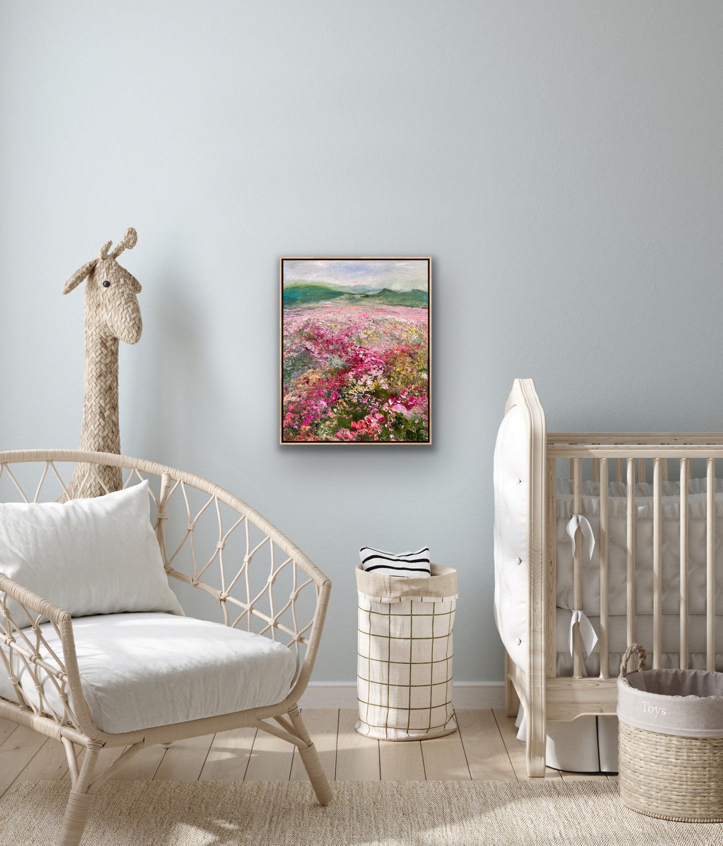 Pink Flower Field, Oil, 24" x 30"