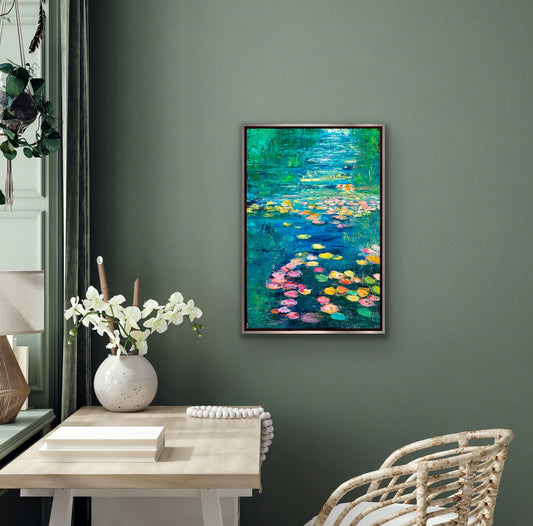 Turquoise Lily River OIL Painting