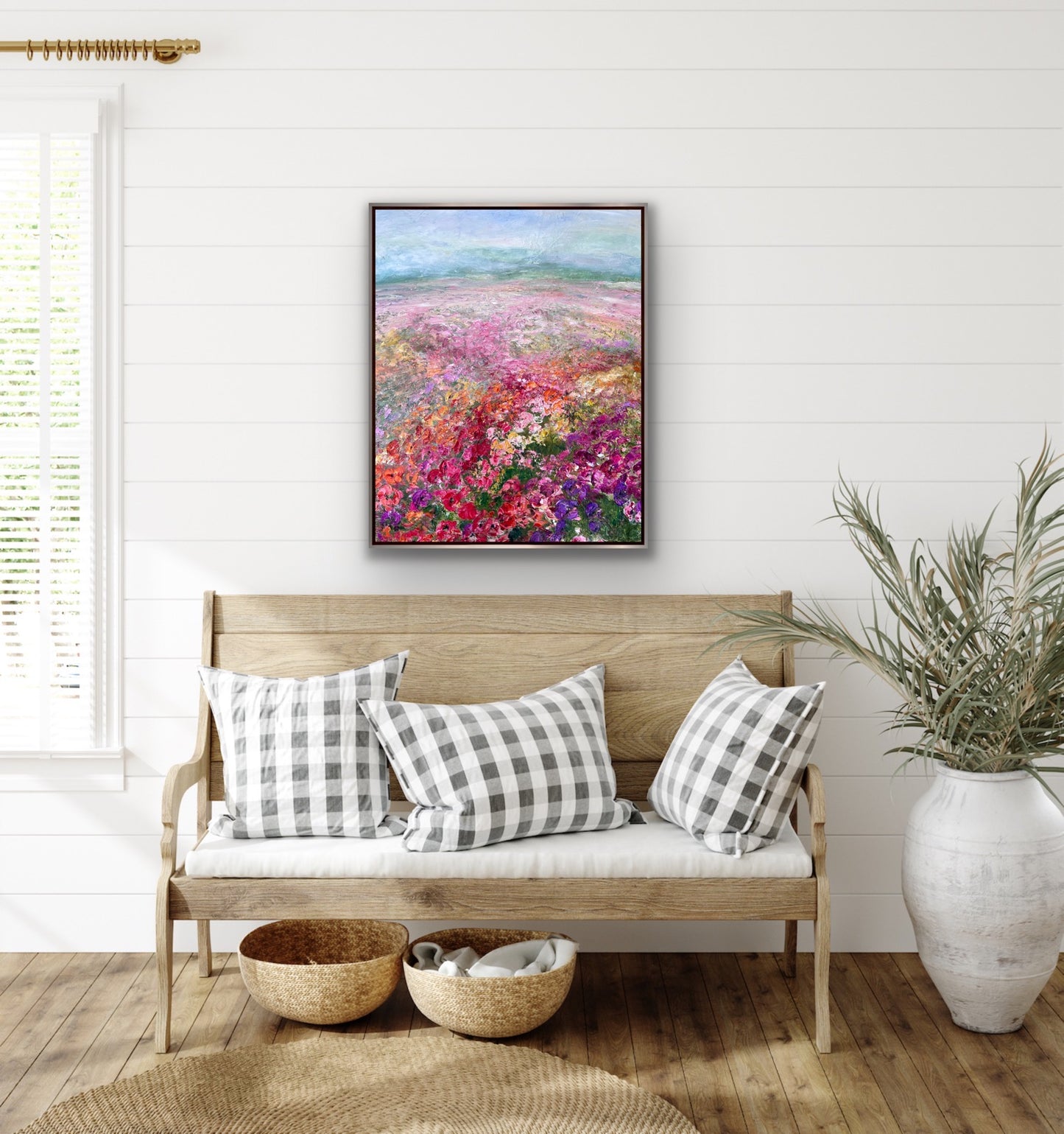 Pink Flower Field, Oil, 24" x 30"