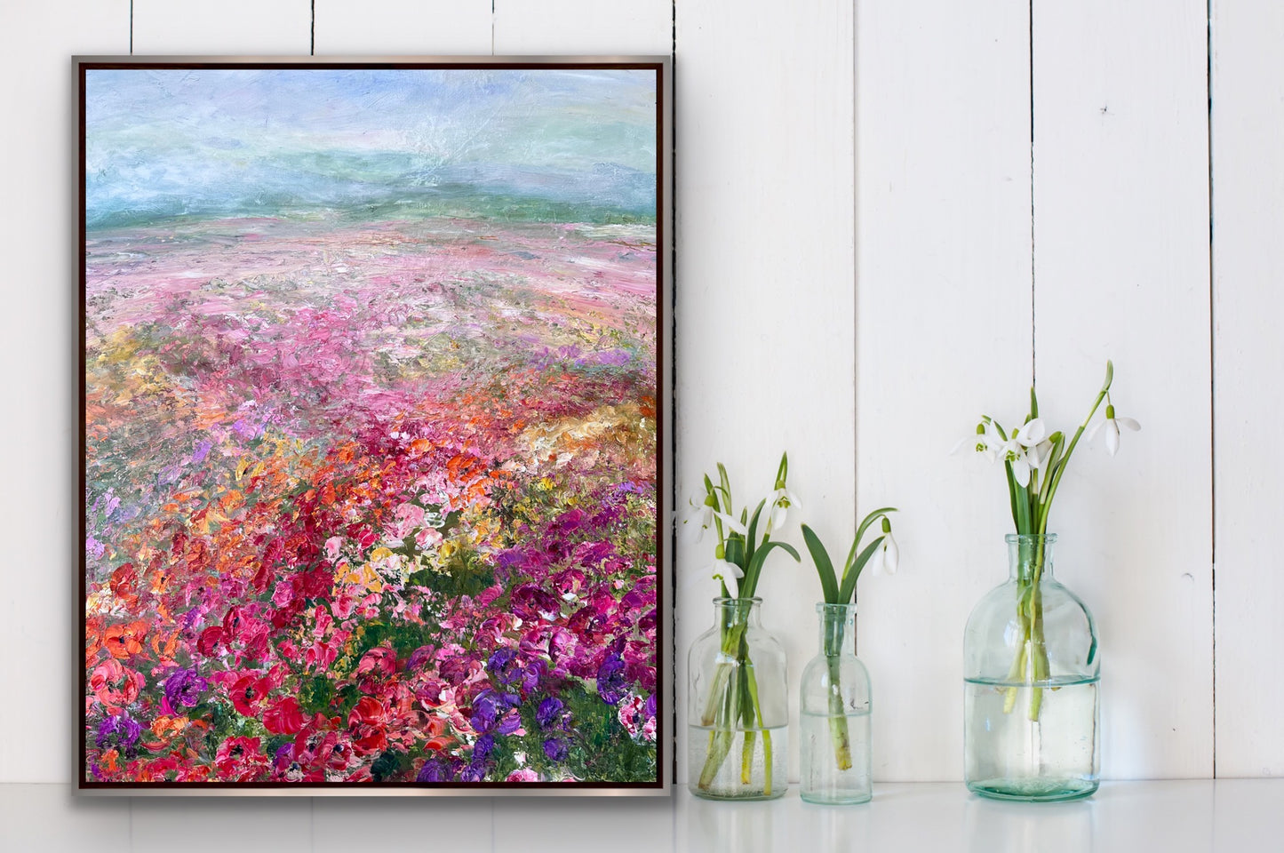 Pink Flower Field, Oil, 24" x 30"