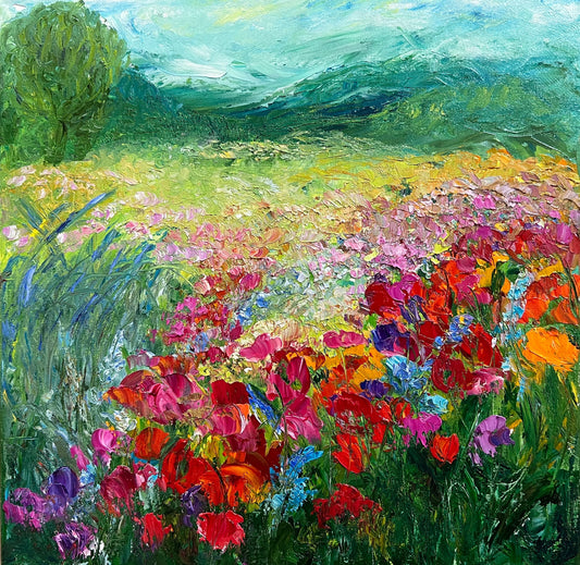 Valley Wild Flowers, OIL, 12" X 12"