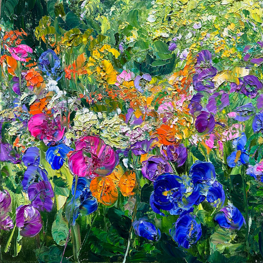Flower Meadow, OIL, 14" X 14"
