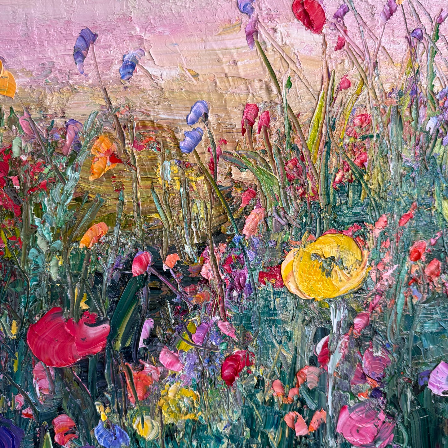 FLOWER FIEDL AT DAWN, OIL, 24" x 24"