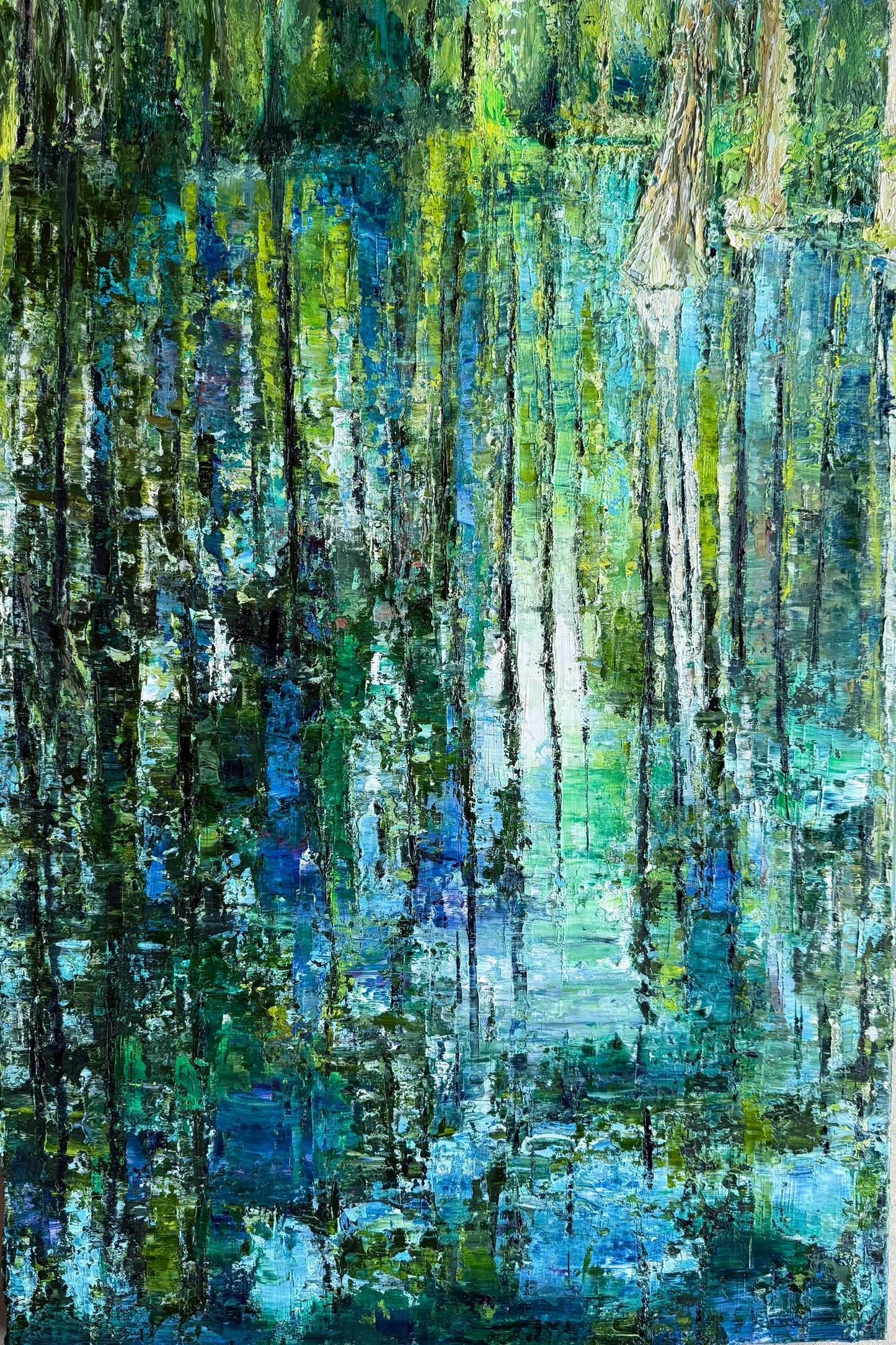 Cypress Gardens Reflection Painting, vertical. 36” x 24”