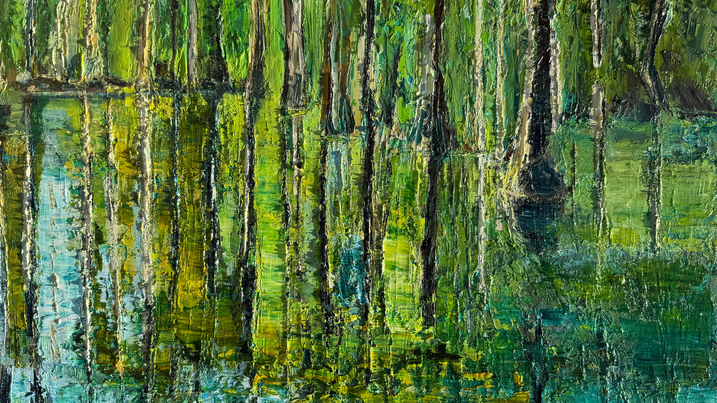 Cypress Gardens Reflection Painting, 24" x 36"