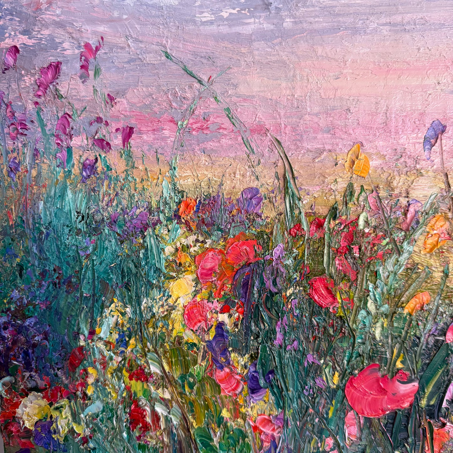 FLOWER FIEDL AT DAWN, OIL, 24" x 24"