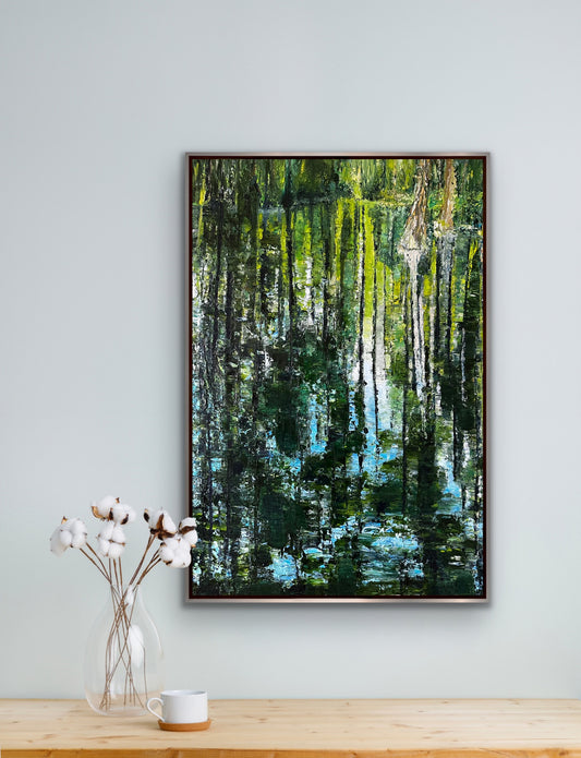 Cypress Gardens Reflection Painting, vertical. 36” x 24”