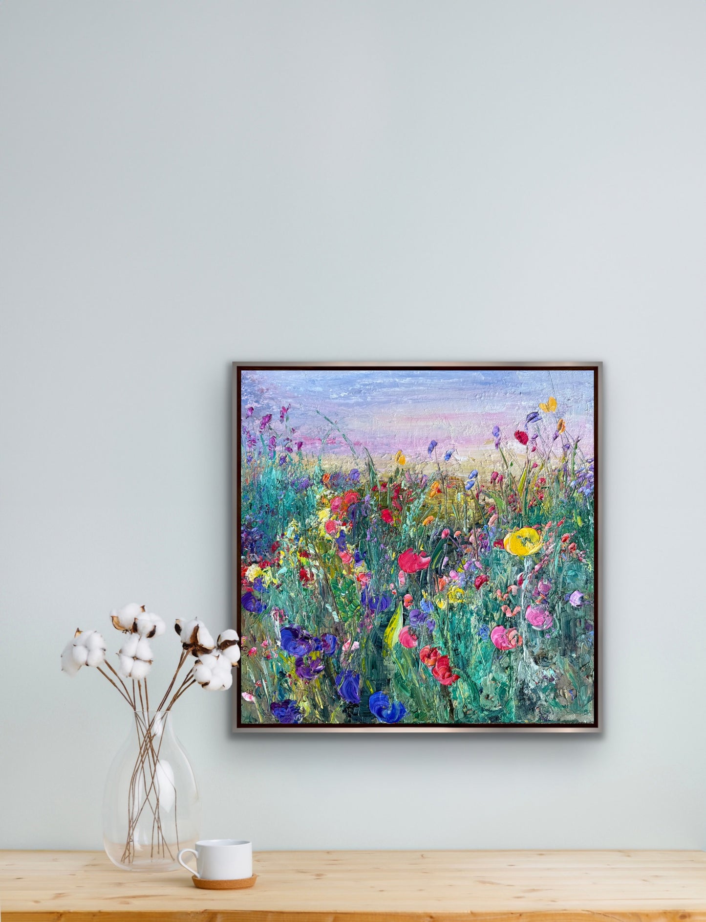 FLOWER FIEDL AT DAWN, OIL, 24" x 24"