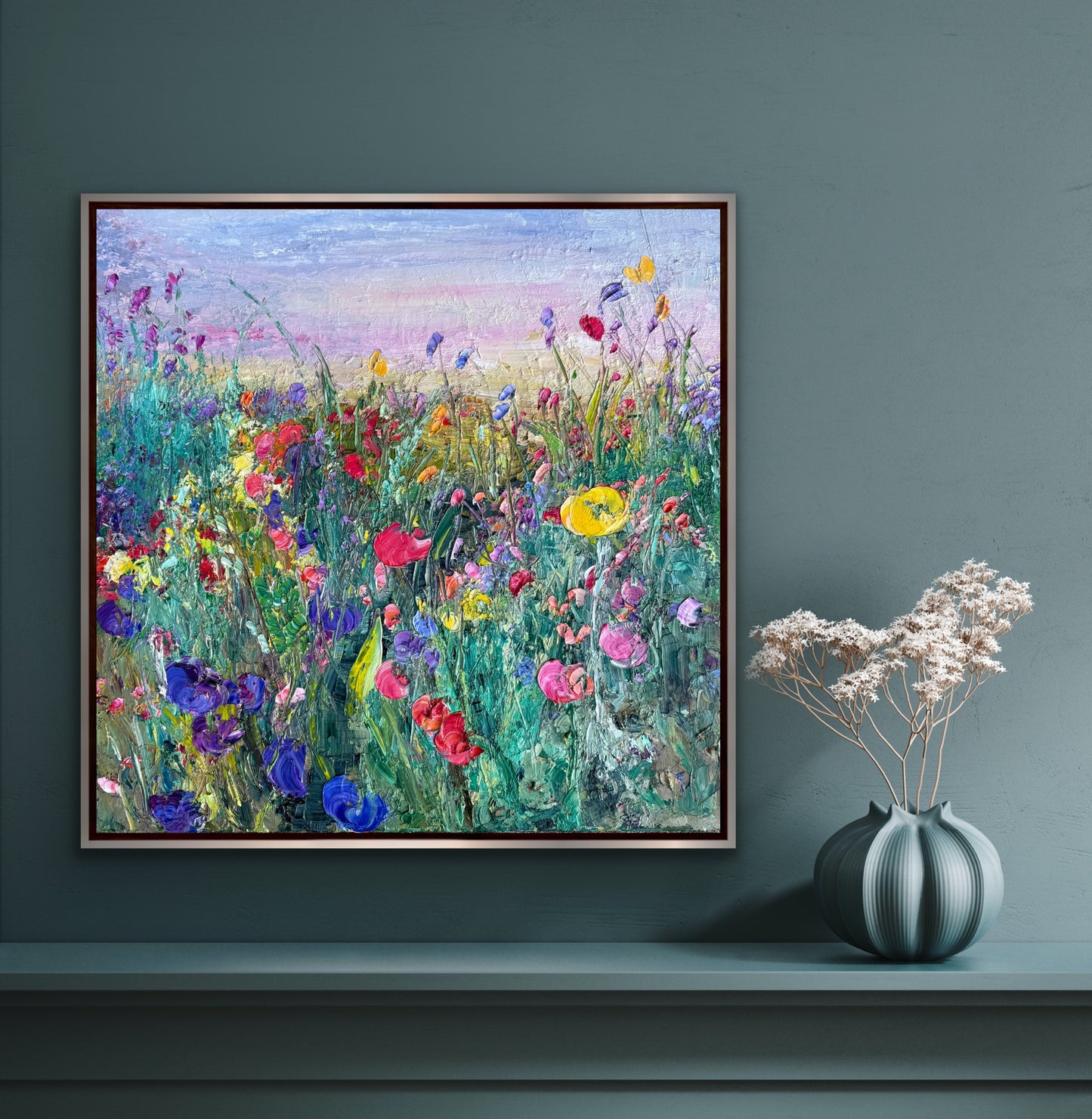 FLOWER FIEDL AT DAWN, OIL, 24" x 24"