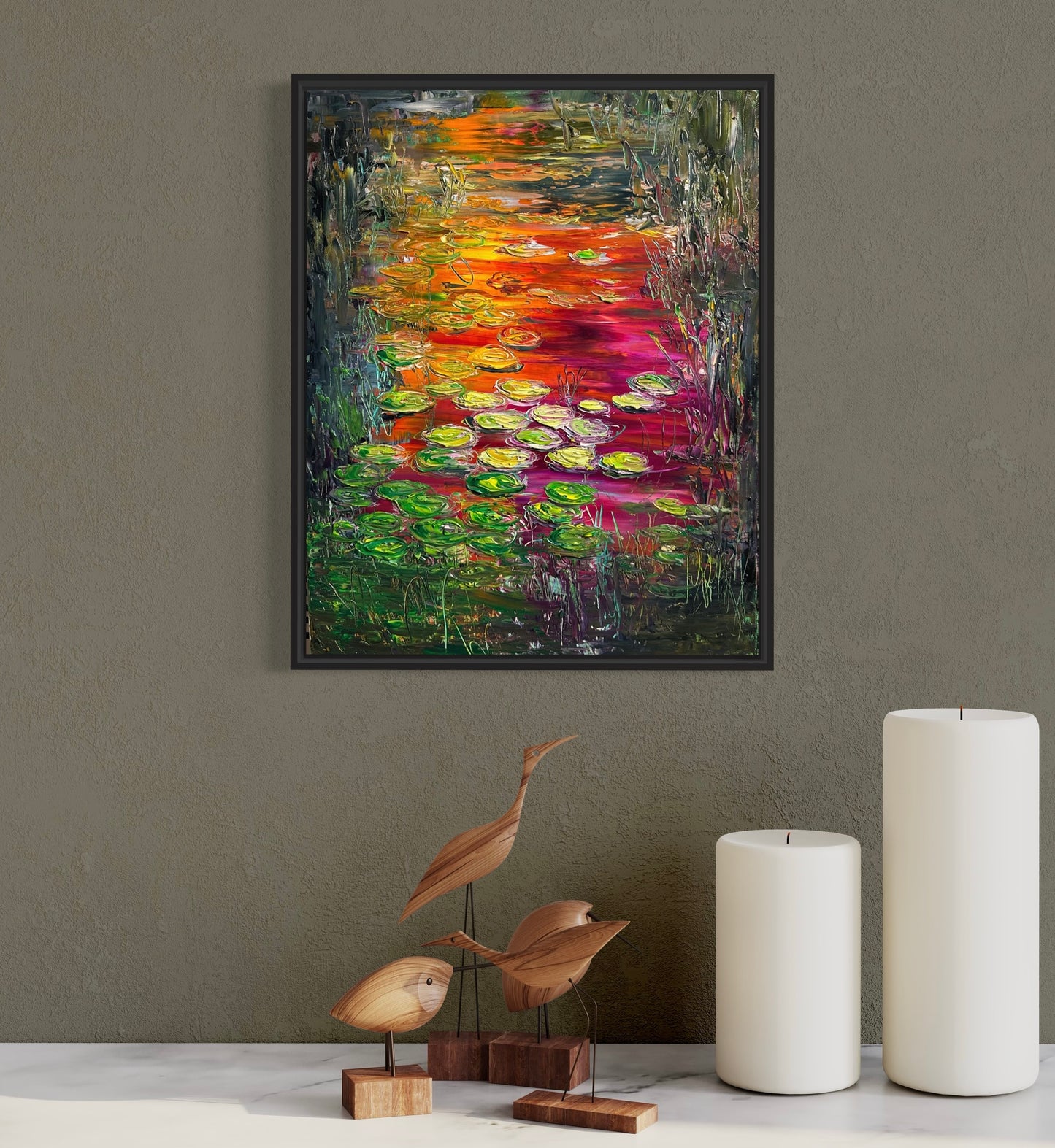 Water Lilies on Fire, OIL, 20" X 16"