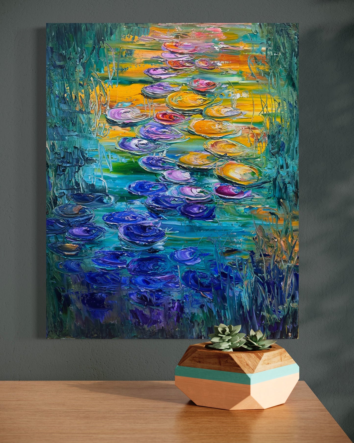 Funky Water Lilies, OIL, 20" X 16"