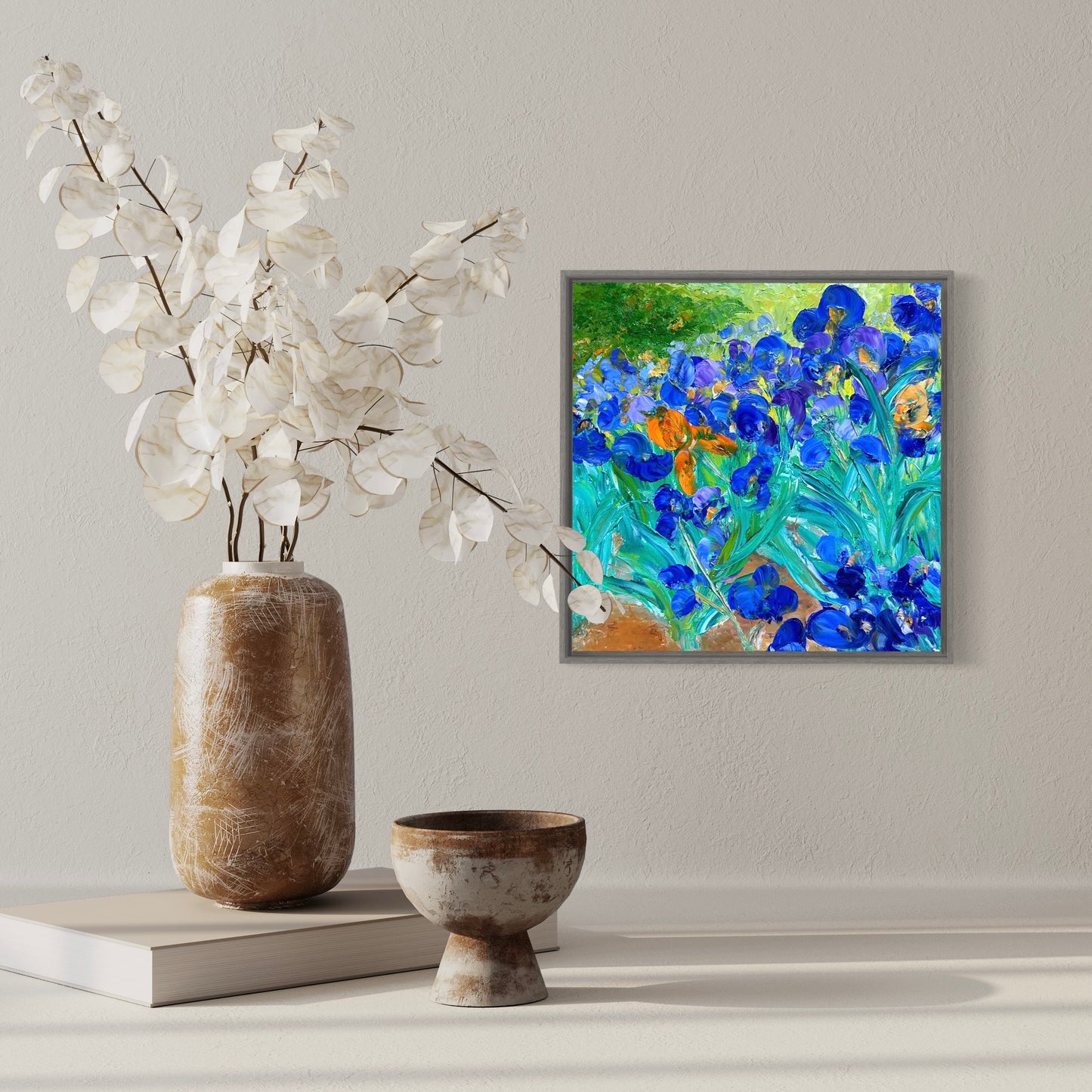 Orange Iris, OIL, 16" x 16"