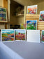 Greeting Card Set Box 5 — six impressionist landscape greeting cards including prairie, mountain meadow, poppy field and garden designs, by Checa Art