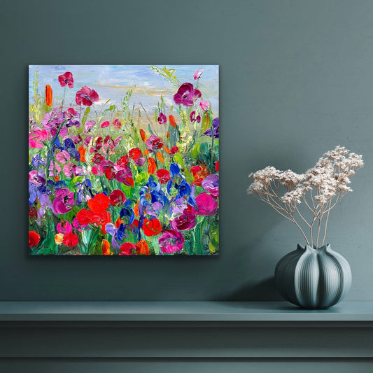 Flowers by the Sea III, Oil, 18" x 18"