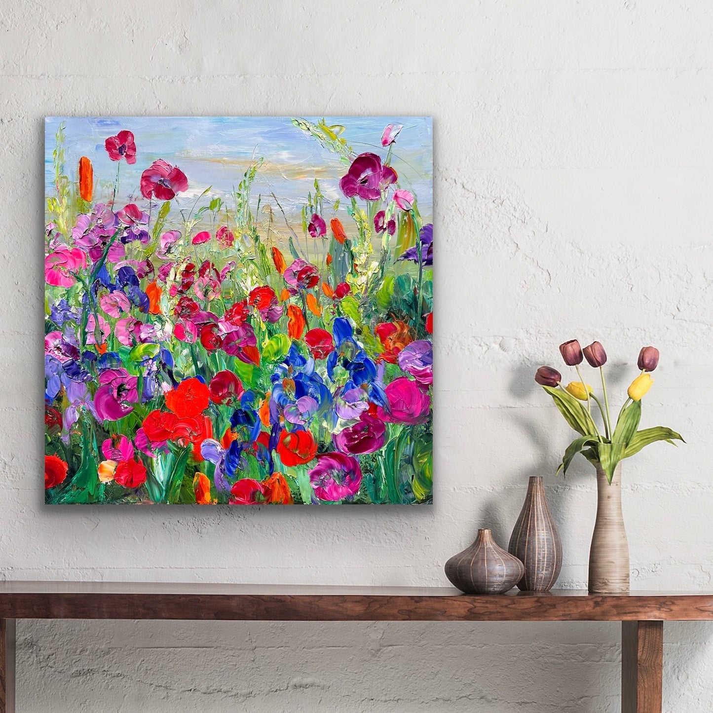 Flowers by the Sea III, Oil, 18" x 18"